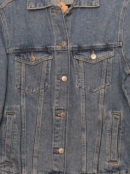 Size 6 - Ladies H&M Custom Embroidered Denim Jacket - Upcycled