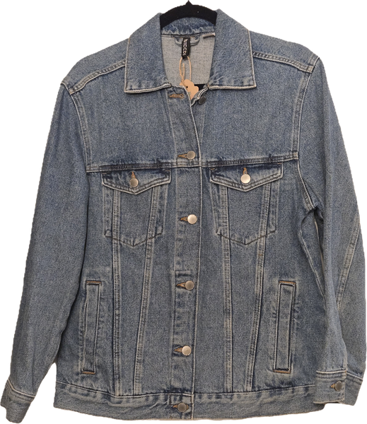 Size 6 - Ladies H&M Custom Embroidered Denim Jacket - Upcycled