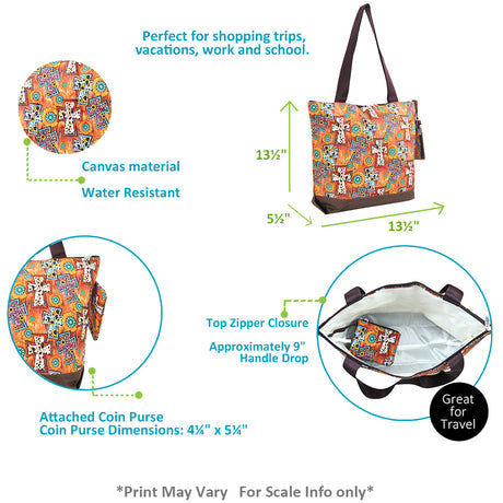Western Cross Zippered Tote Bag - Personalized/Monogrammed
