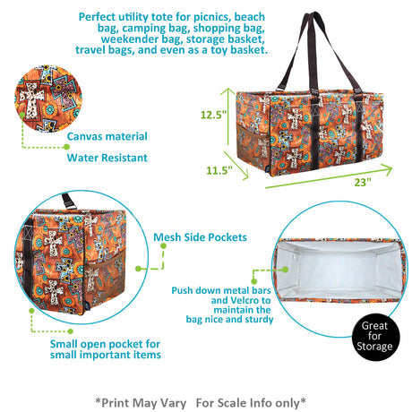 Western Cross Large Utility Tote/Tote Bag - Personalized/Monogrammed