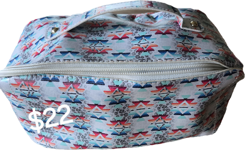 Expandable Aztec Print Toiletry/Make-up Bag
