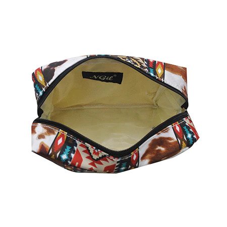 Tribal Cow Large Cosmetic Bag - Personalized/Monogrammed