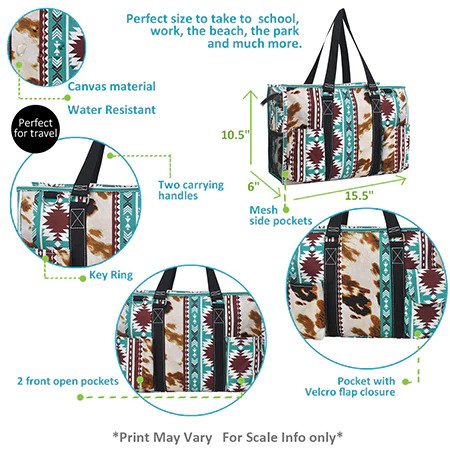 Western Cow Print Small Utility Tote/Tote Bag - Personalized