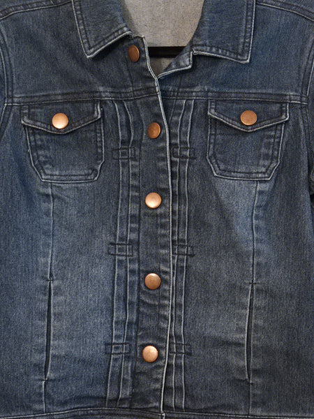 Size Small - Ladies Custom Embroidered Denim Jacket - Upcycled