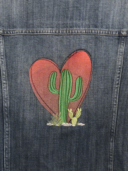 Size Small - Ladies J.Crew Indigo Denim Custom Embroidered Denim Jacket - Upcycled
