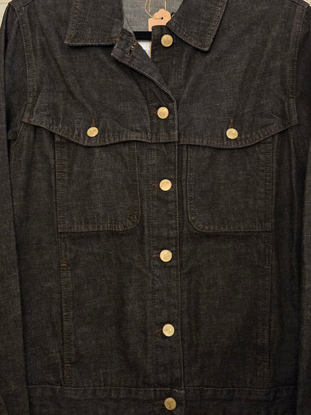 Ladies Black Denim Custom Embroidered Denim Jacket - Upcycled