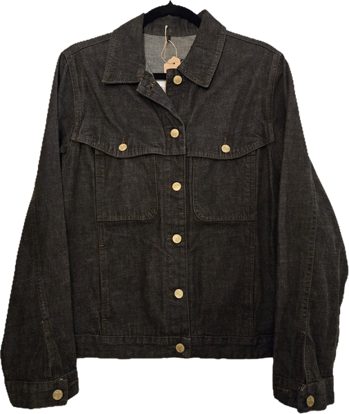 Ladies Black Denim Custom Embroidered Denim Jacket - Upcycled
