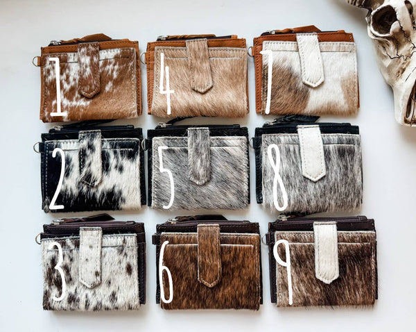 Western Cowhide Leather Wristlet Wallet Money Coins