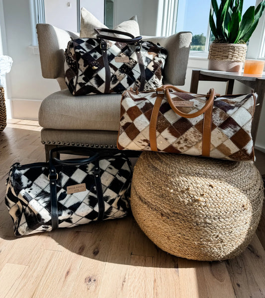 Boho Luxe Duffle/Weekender Leather Hair-On Cowhide Travel Bag