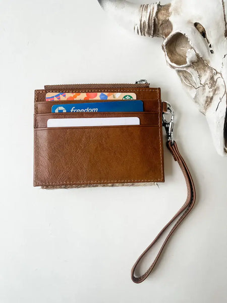 Western Cowhide Leather Wristlet Wallet Money Coins