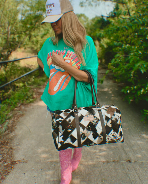 Boho Luxe Duffle/Weekender Leather Hair-On Cowhide Travel Bag