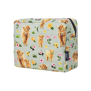 Floral Cow Large Cosmetic Bag - Personalized/Monogrammed