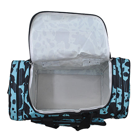 Turquoise Cow Print Duffel/Overnight Bag/Gym Bag - Personalized/Monogrammed