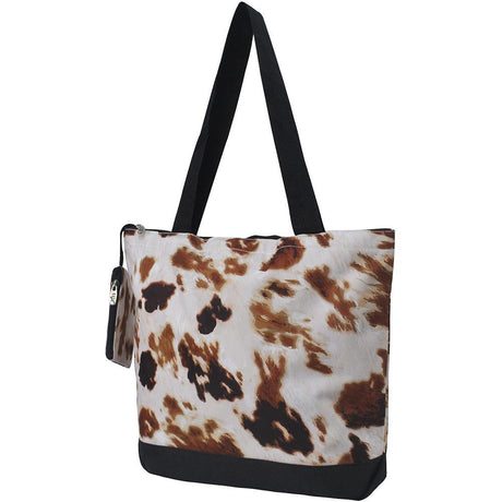 Cow Print Zippered Tote Bag - Personalized/Monogrammed