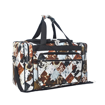 Patchwork Cow Print Duffel/Overnight Bag/Gym Bag - Personalized/Monogrammed