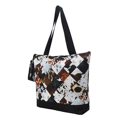 Patchwork Cow Print Tote Bag - Personalized/Monogrammed
