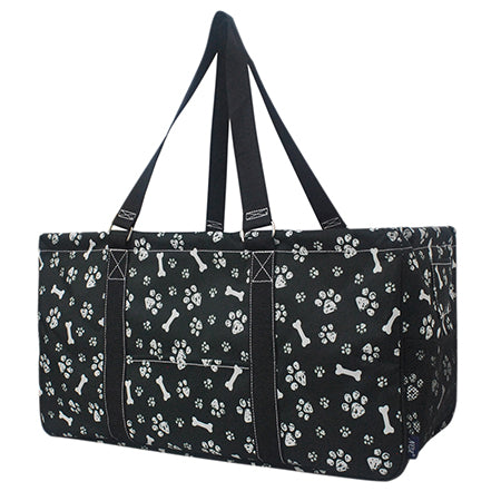 Black Paw Print Large Utility Tote/Tote Bag - Personalized/Monogrammed