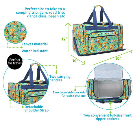 Blue Highland Cow Duffel/Overnight Bag/Gym Bag - Personalized/Monogrammed