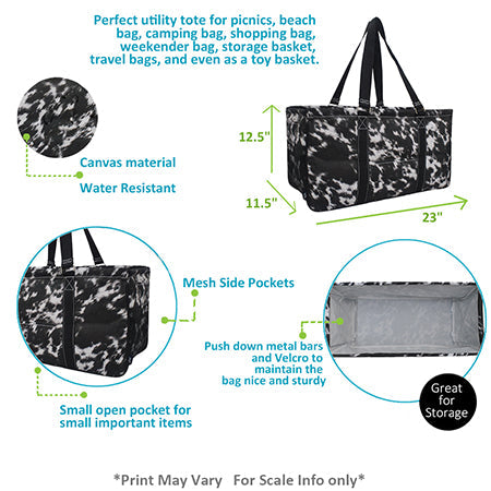Cow Couture Print Large Utility Tote/Tote Bag - Personalized/Monogrammed
