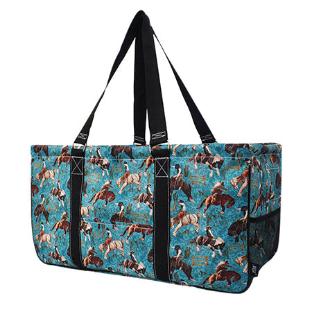 Blue Cowboy Print Large Utility Tote/Tote Bag - Personalized/Monogrammed