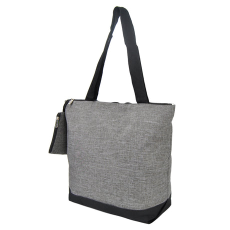 Stone Wash Gray Zippered Tote Bag - Personalized/Monogrammed