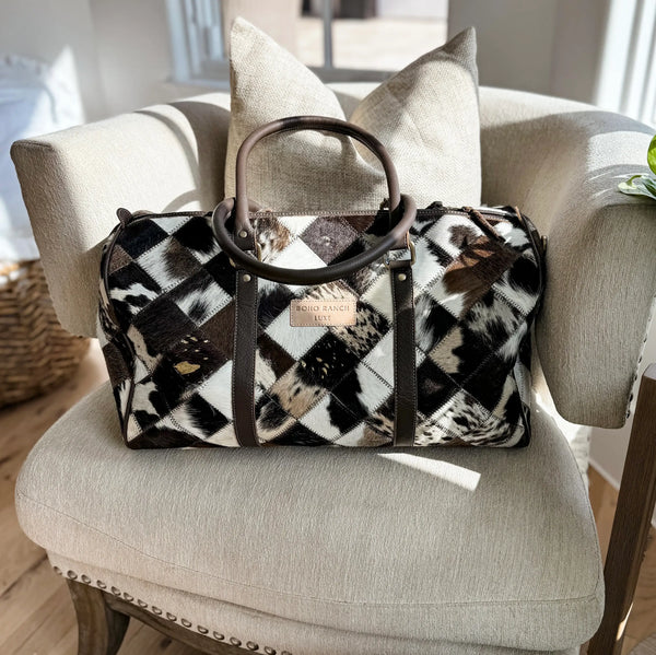 Boho Luxe Duffle/Weekender Leather Hair-On Cowhide Travel Bag