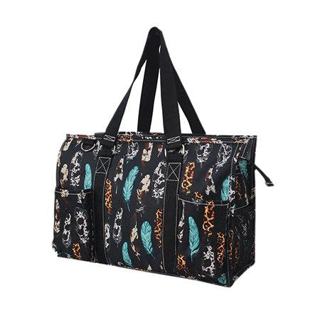 Black Feather Print Small Utility Tote/Tote Bag - Personalized/Monogrammed
