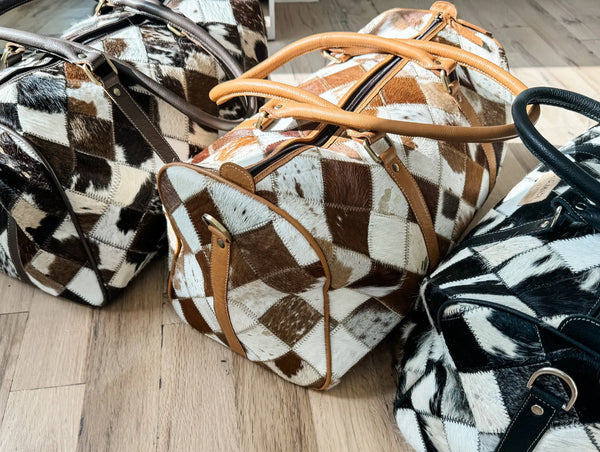 Boho Luxe Duffle/Weekender Leather Hair-On Cowhide Travel Bag