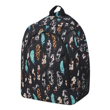 Black Feather Print Backpack/Bookbag - Personalized/Monogrammed