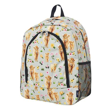 Floral Cow/Highlander Print Backpack/Bookbag - Personalized/Monogrammed