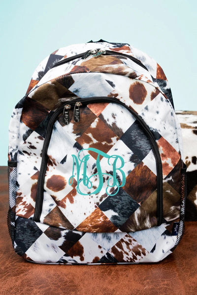 Patchwork Cow Print Backpack/Bookbag - Personalized/Monogrammed