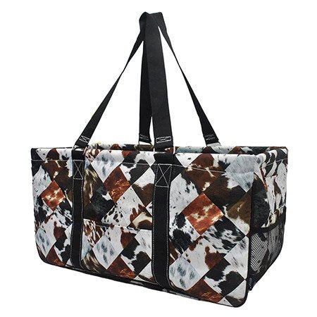 Patchwork Cow Print Large Utility Tote/Tote Bag - Personalized/Monogrammed