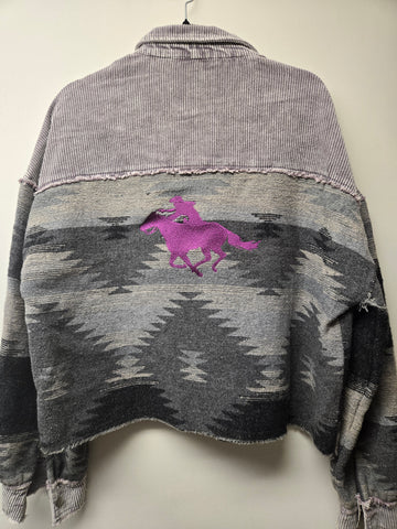 Prissy Jane Custom Embroidered Mounted Shooter XL Cropped Shacket - New with Tags