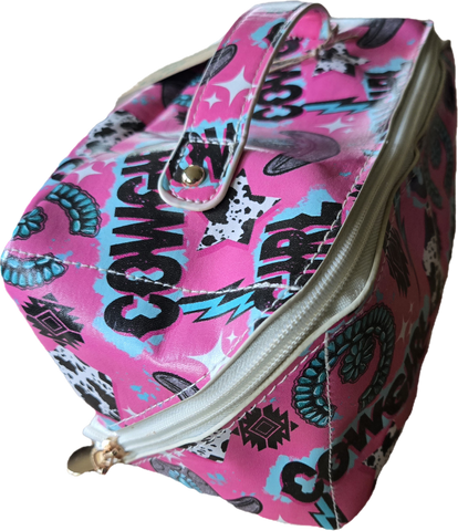 Expandable Pink Cowgirl Toiletry/Make-up Bag