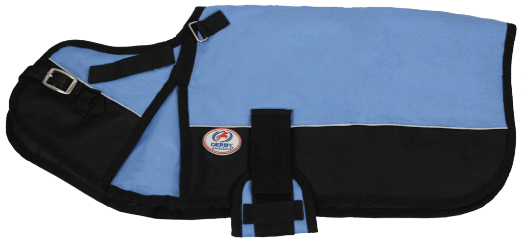 Sky Blue Adjust-to-Fit Dog Blanket/Jacket/Coat - Derby - Personalized/Monogrammed