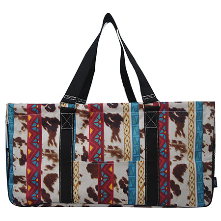 Aztec Cow Print Large Utility Tote/Tote Bag - Personalized/Monogrammed