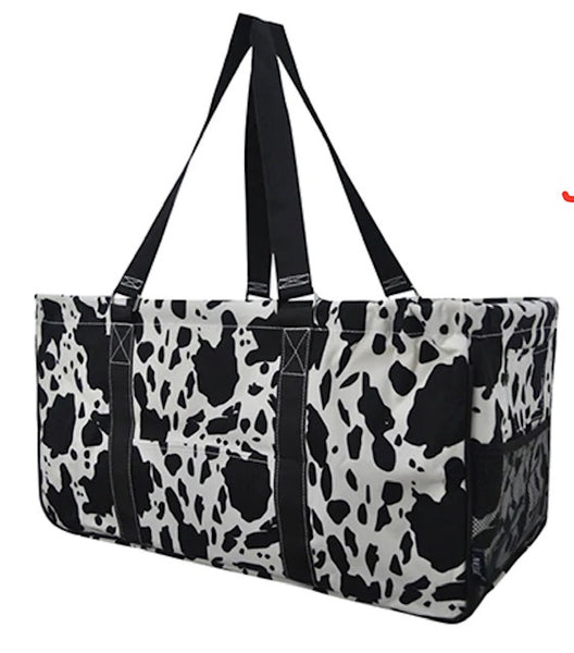 Black and White Cow Print Large Utility Tote/Tote Bag - Personalized/Monogrammed