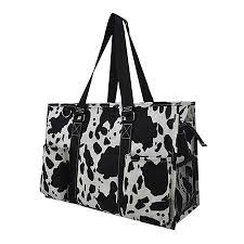 Black and White Cow Print Small Utility Tote/Tote Bag - Personalized/Monogrammed