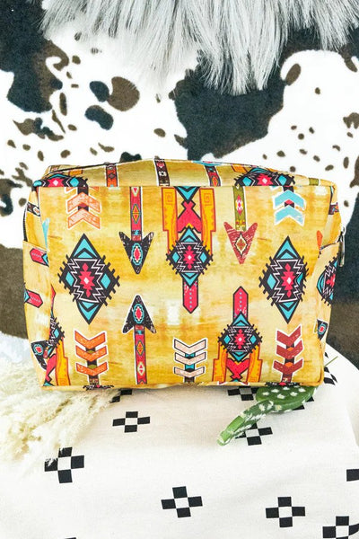 Boho Tribal Large Cosmetic Bag - Personalized/Monogrammed