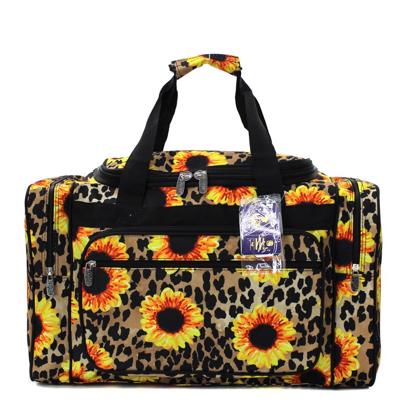 Leopard Sunflower Duffel/Overnight Bag/Gym Bag - Personalized/Monogrammed