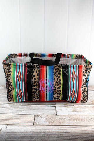Leopard Serape Print Large Utility Tote/Tote Bag - Personalized/Monogrammed